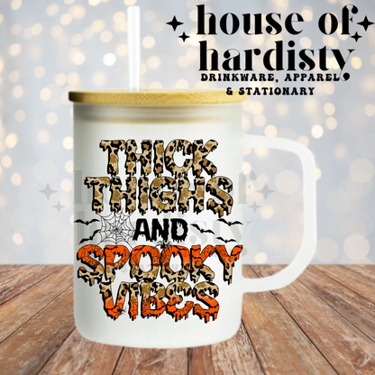 Thick Thighs Spooky Vibes | 16oz Hot & Cold Glass Cup