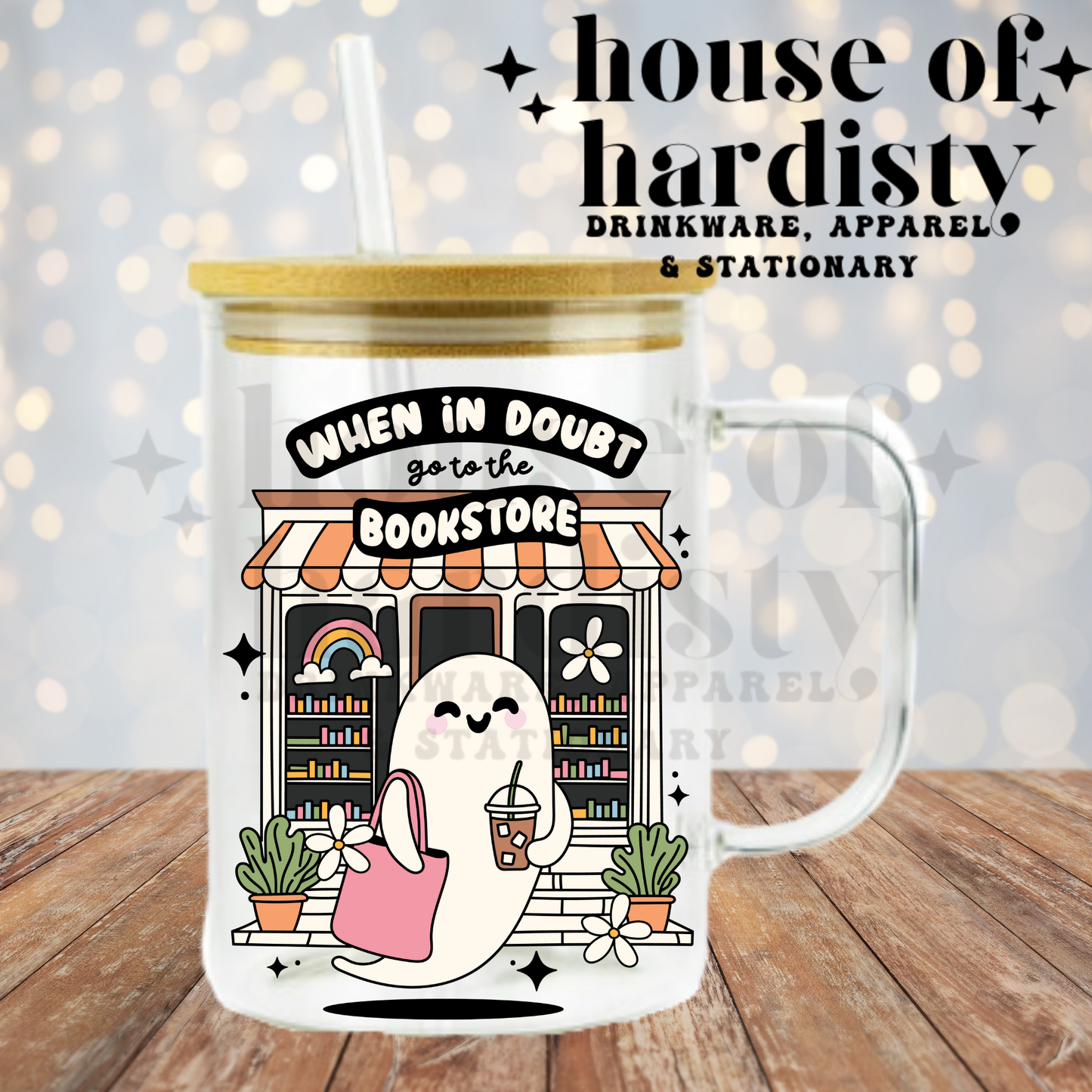 When in Doubt Bookstore | 16oz Hot & Cold Glass Cup