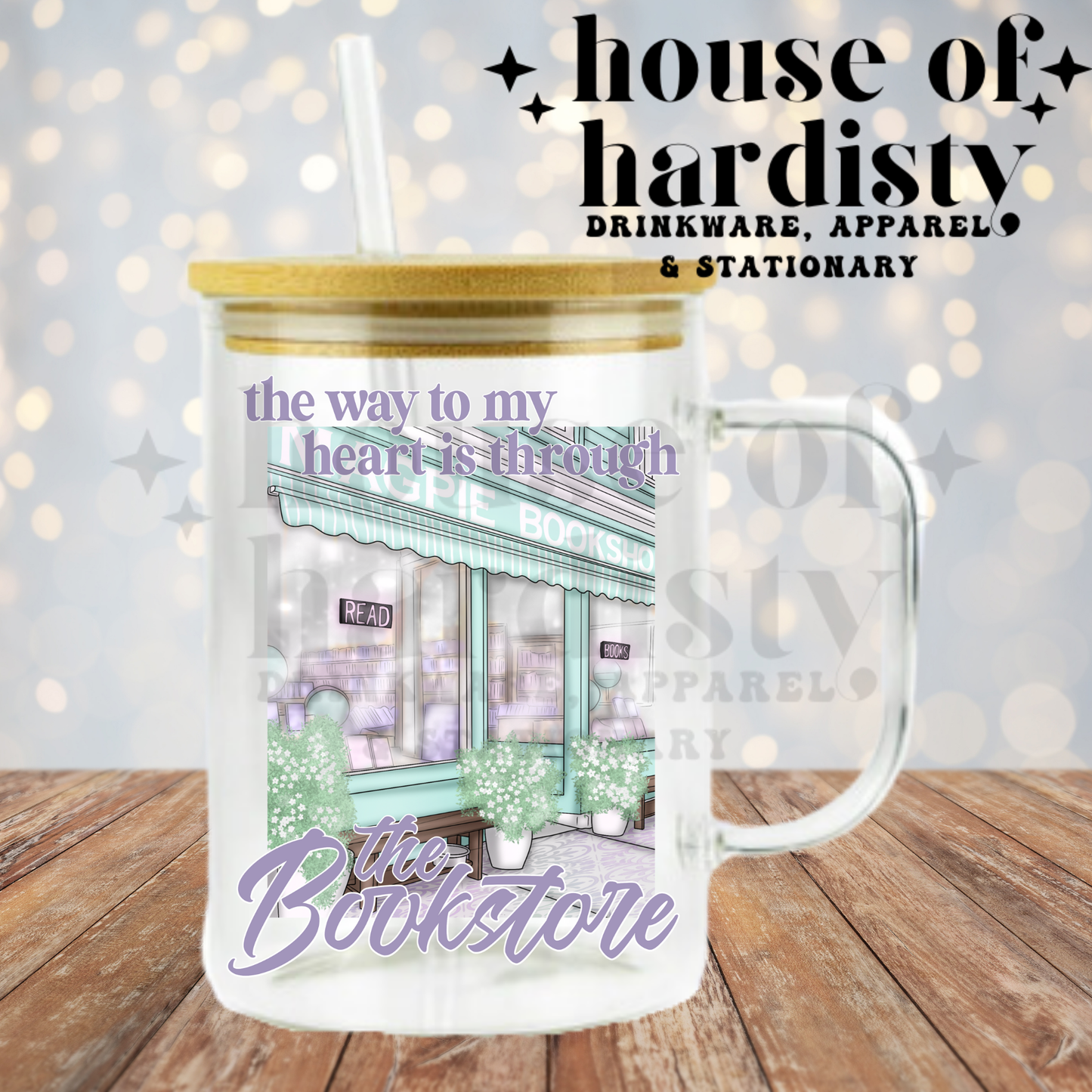 Way To My Heart Bookstore | 16oz Hot & Cold Glass Cup