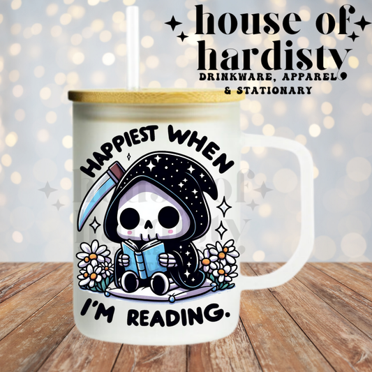 Happiest When Reading | 16oz Hot & Cold Glass Cup