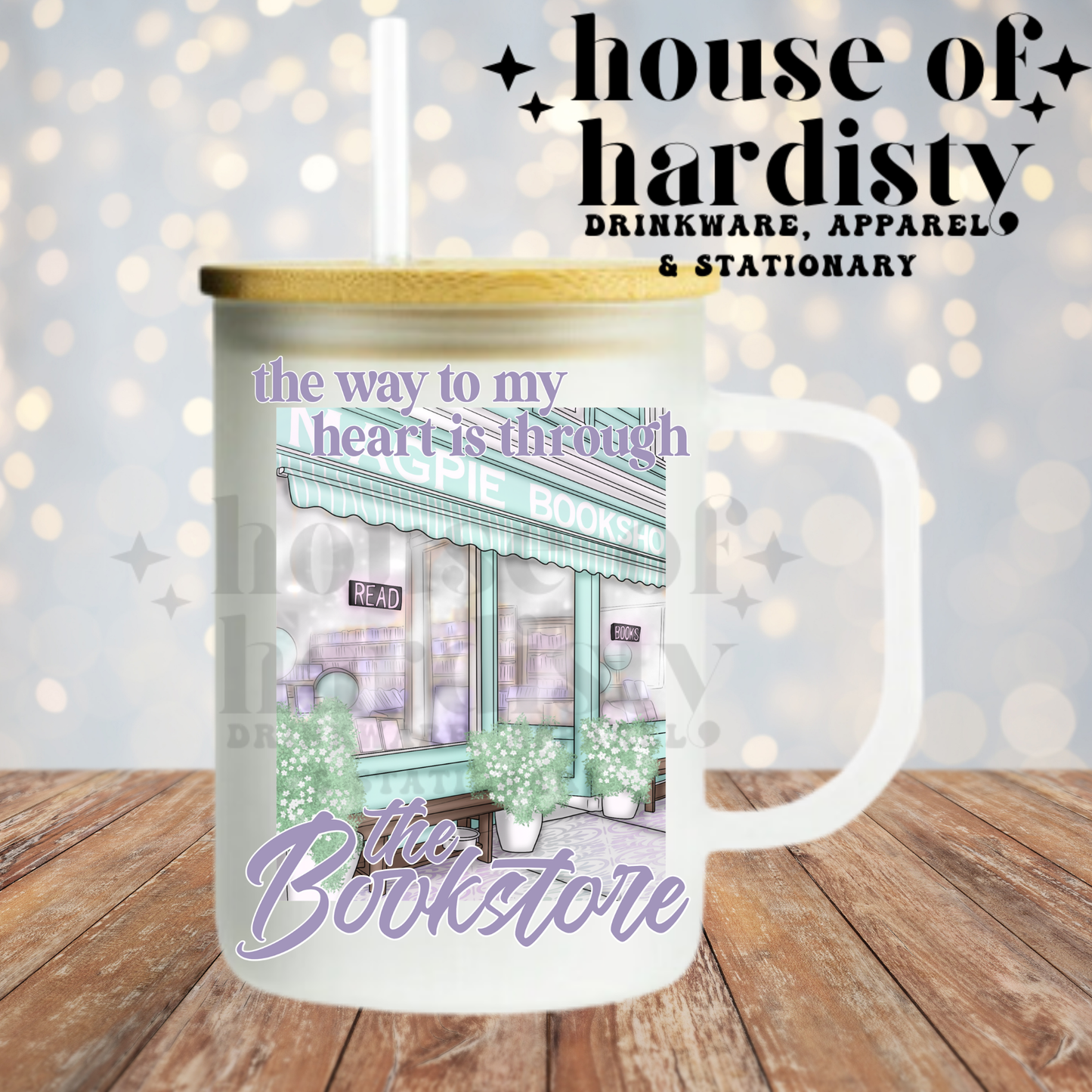 Way To My Heart Bookstore | 16oz Hot & Cold Glass Cup