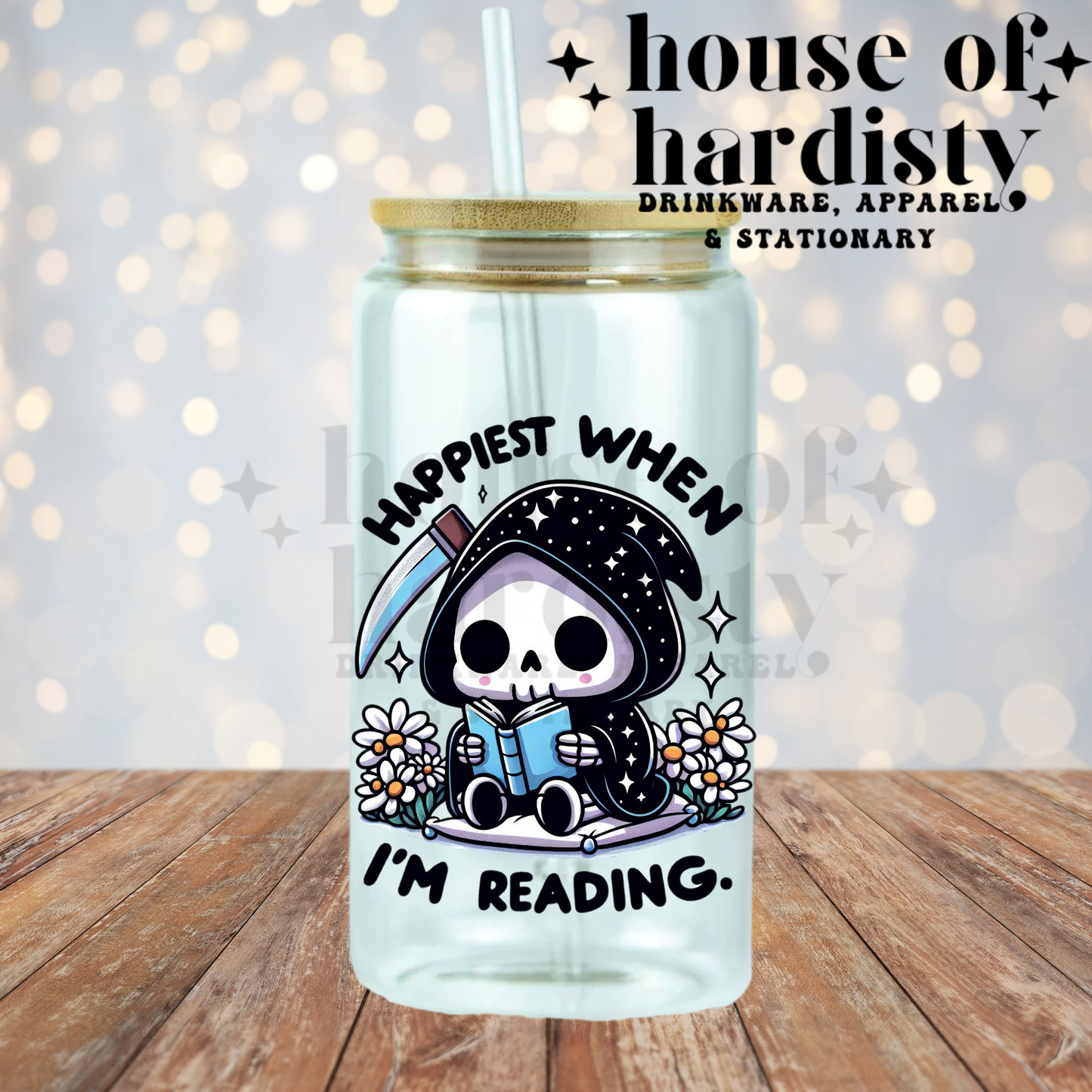 Happiest When Reading | 16oz Hot & Cold Glass Cup