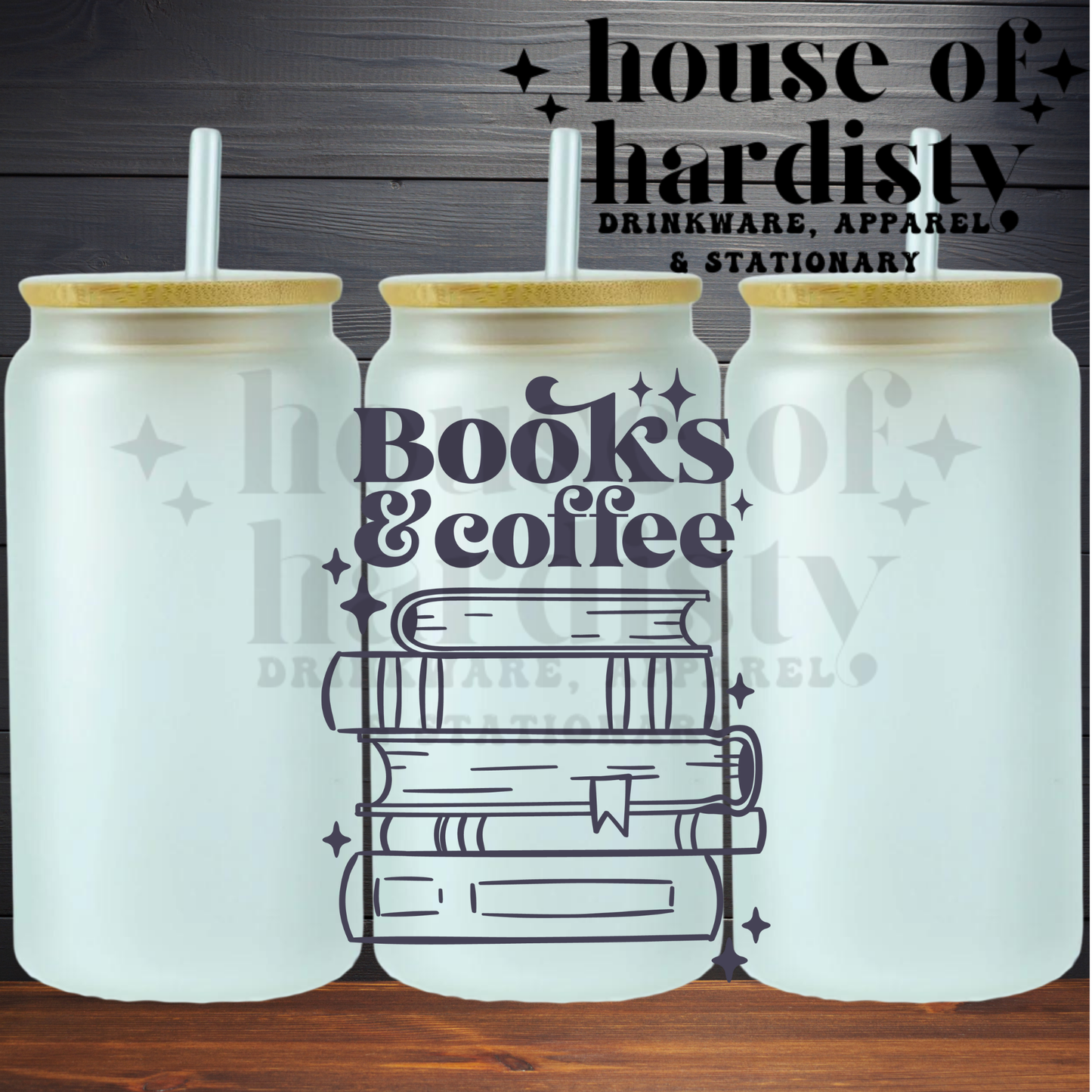 Books & Coffee | 16oz Hot & Cold Glass Cup