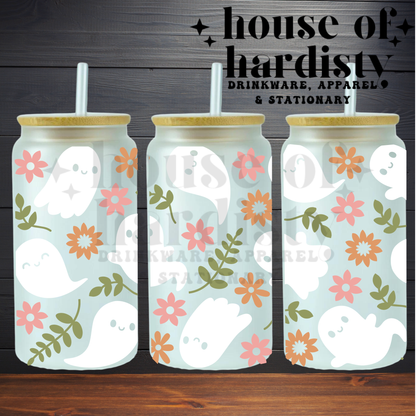 Floral Ghosties | 16oz Hot & Cold Glass Cup