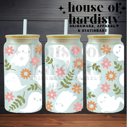 Floral Ghosties | 16oz Hot & Cold Glass Cup