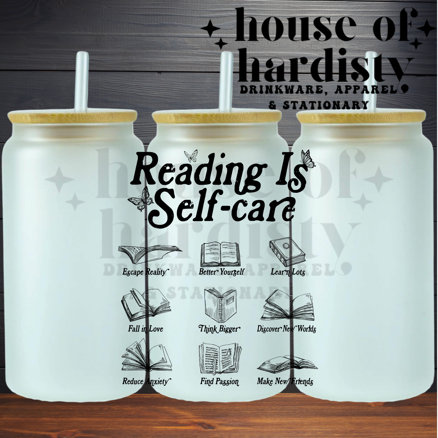 Reading is Self Care | 16oz Hot & Cold Glass Cup