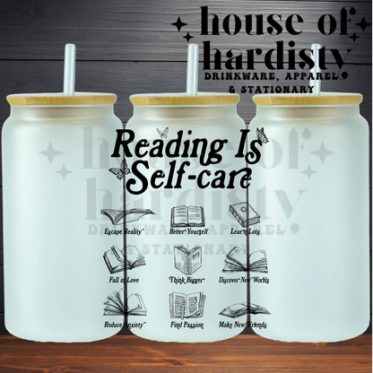 Reading is Self Care | 16oz Hot & Cold Glass Cup