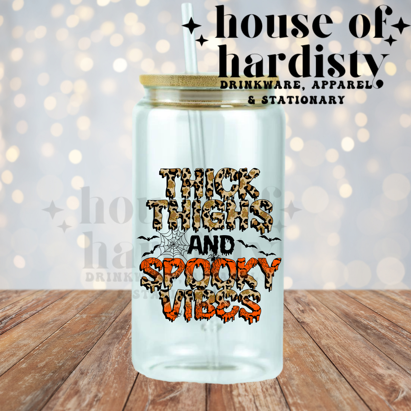 Thick Thighs Spooky Vibes | 16oz Hot & Cold Glass Cup