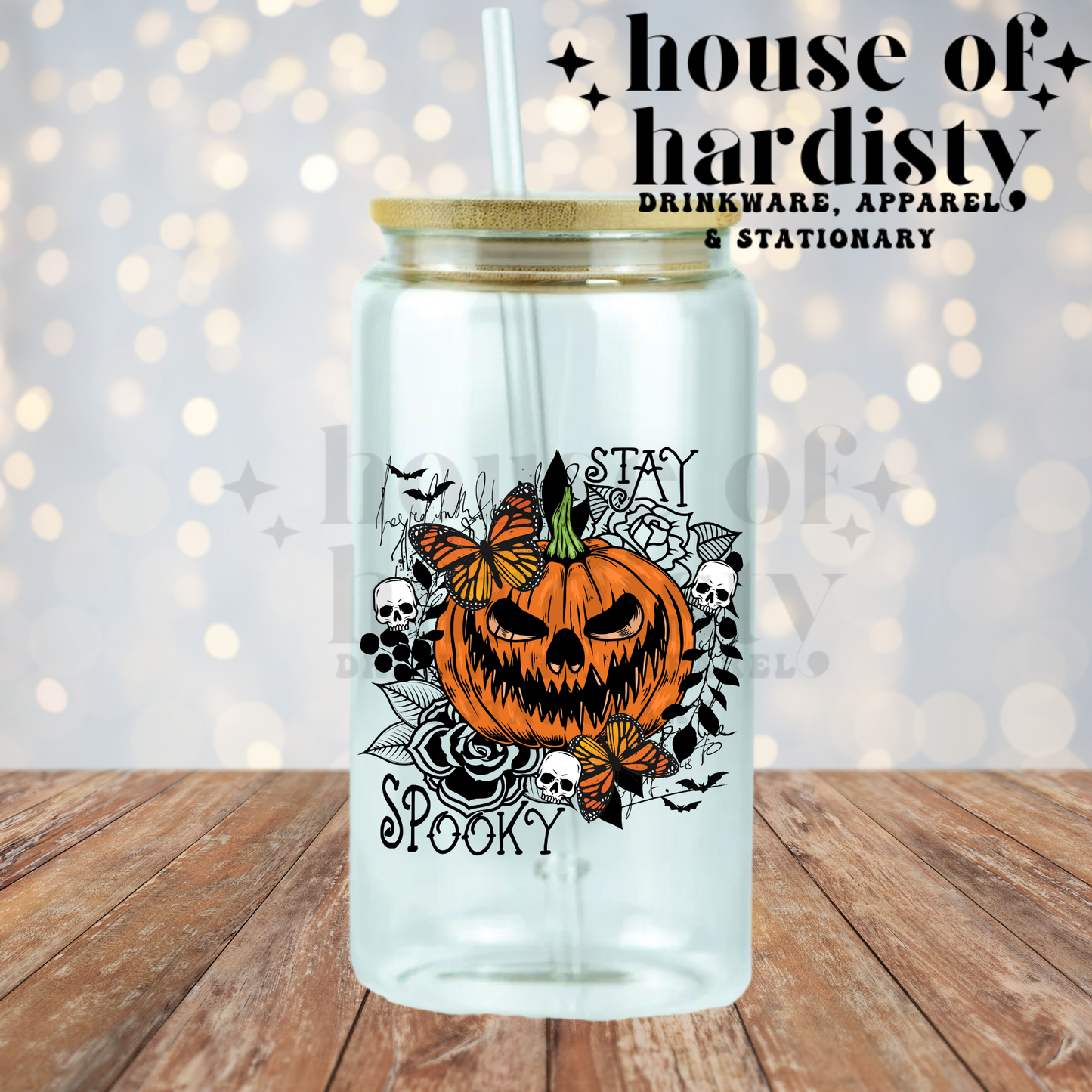 Stay Spooky Butterfly Pumpkin | 16oz Hot & Cold Glass Cup