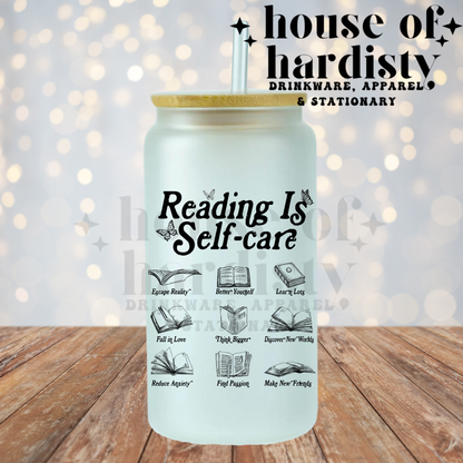 Reading is Self Care | 16oz Hot & Cold Glass Cup