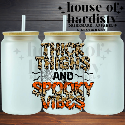 Thick Thighs Spooky Vibes | 16oz Hot & Cold Glass Cup