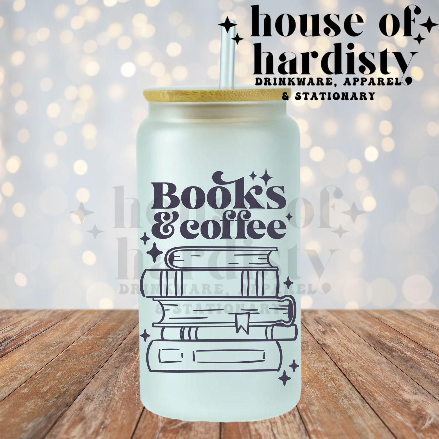 Books & Coffee | 16oz Hot & Cold Glass Cup