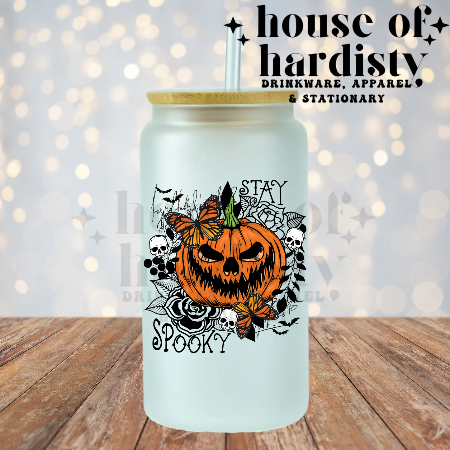 Stay Spooky Butterfly Pumpkin | 16oz Hot & Cold Glass Cup