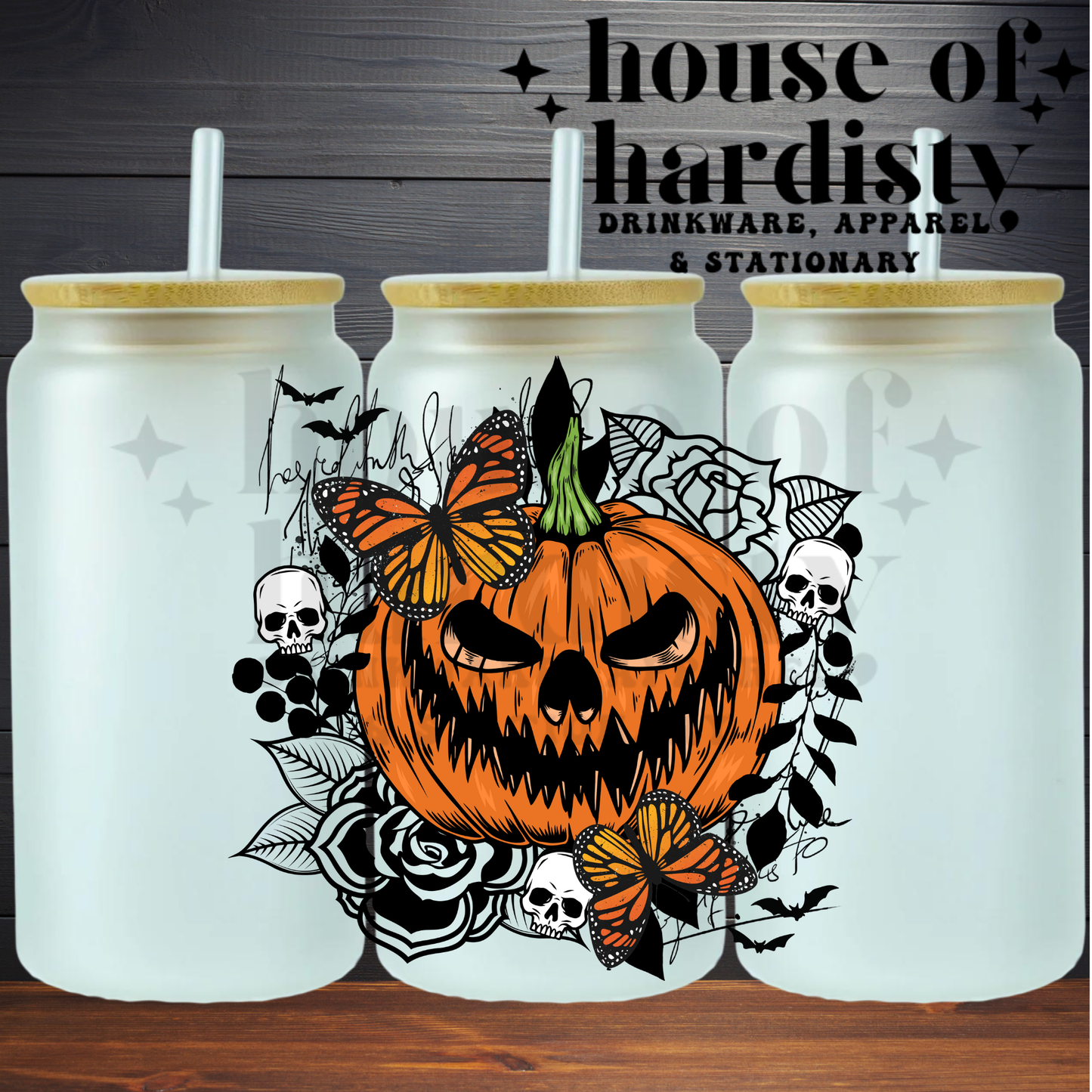 Stay Spooky Butterfly Pumpkin | 16oz Hot & Cold Glass Cup