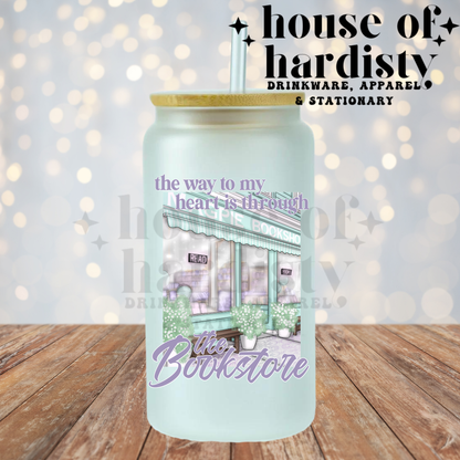 Way To My Heart Bookstore | 16oz Hot & Cold Glass Cup